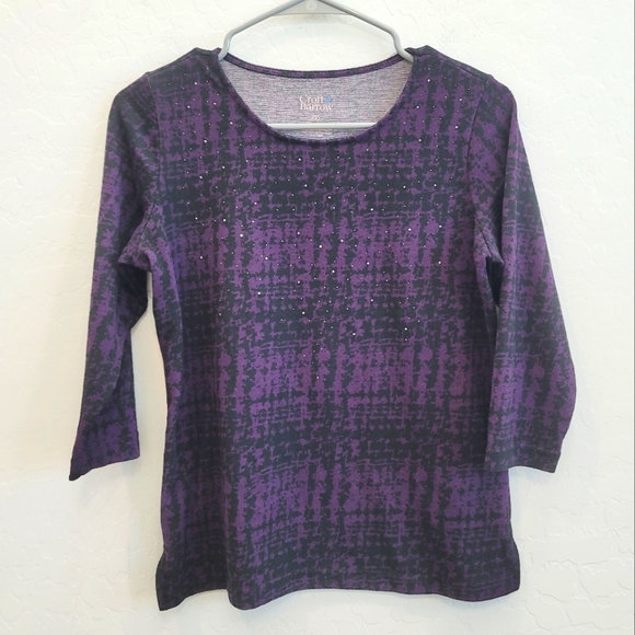 croft & barrow Tops - 💕 Croft & Barrow Purple & Black Scoop Neck Blouse Top Women's Size XSP